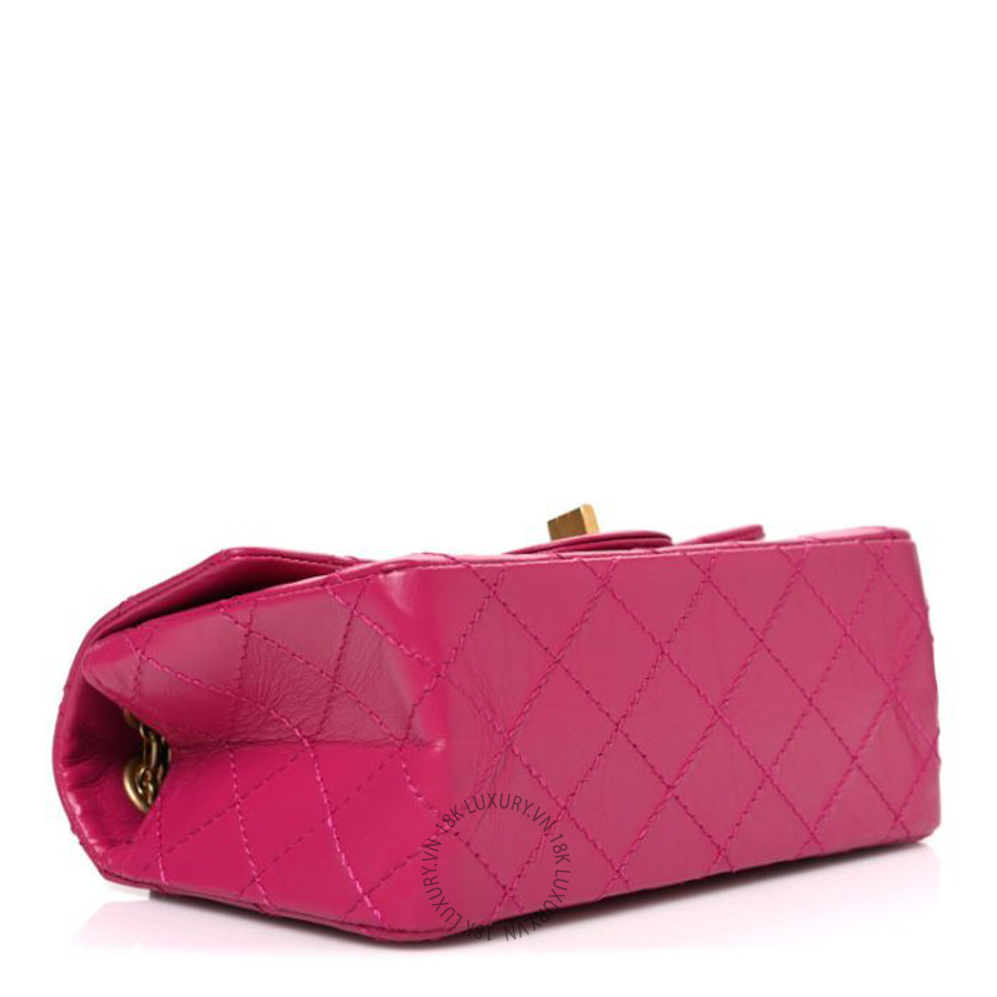 Túi Xách Đeo Chéo Mini Chanel Aged Calfskin Quilted 2.55 Reissue Mini Flap Fuchsia CVB224 8 Túi Xách Đeo Chéo Mini Chanel Aged Calfskin Quilted 2.55 Reissue Mini Flap Fuchsia CVB224
