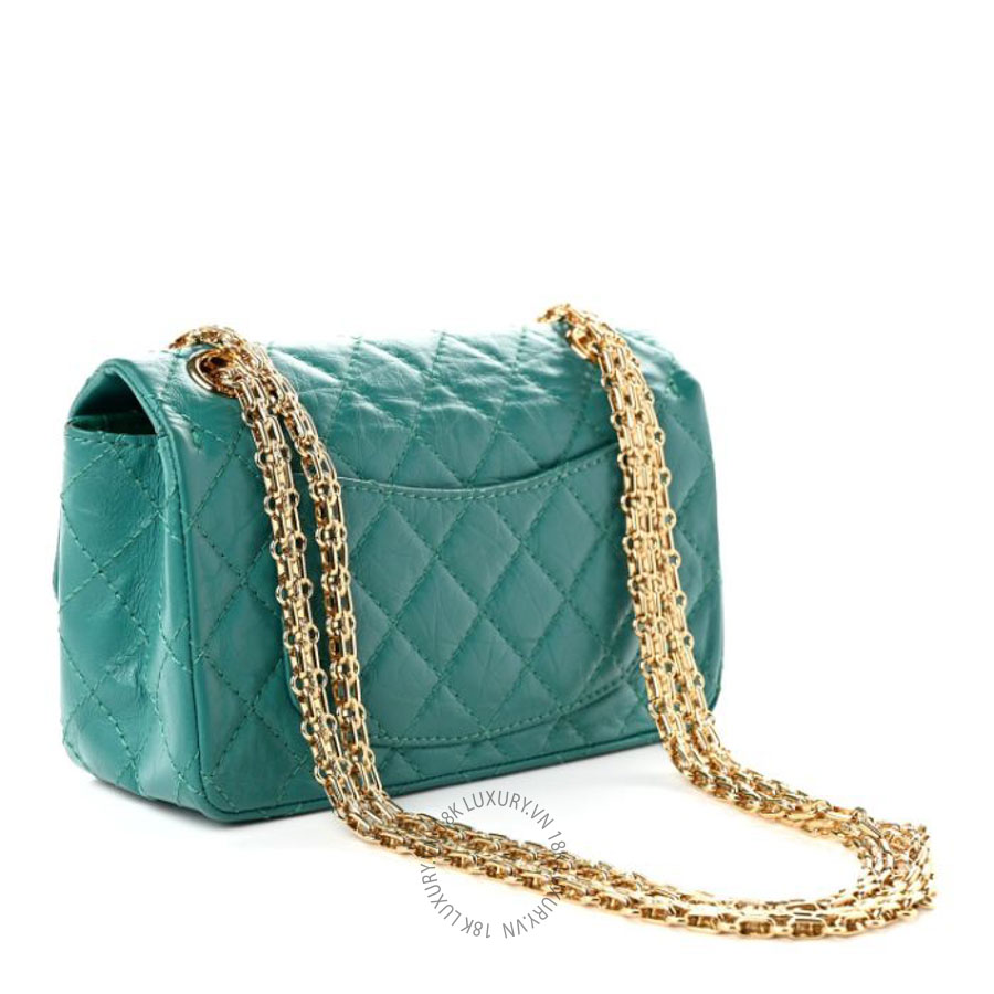 Túi Xách Đeo Chéo Mini Chanel Aged Calfskin Quilted 2.55 Reissue Mini Flap Green CVB587