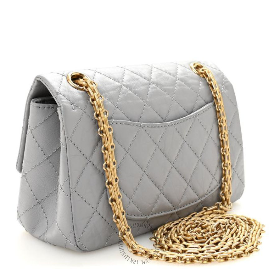 Túi Xách Đeo Chéo Mini Chanel Aged Calfskin Quilted 2.55 Reissue Mini Flap Grey CVB708