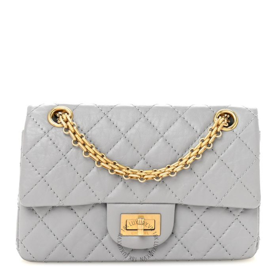 Túi Xách Đeo Chéo Mini Chanel Aged Calfskin Quilted 2.55 Reissue Mini Flap Grey CVB708