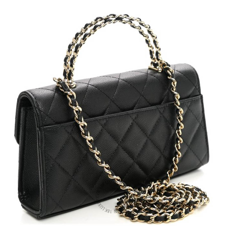 Túi Xách Đeo Chéo Mini Chanel Caviar Quilted Chain Match Top Handle Phone Holder With Chain Black CVB019