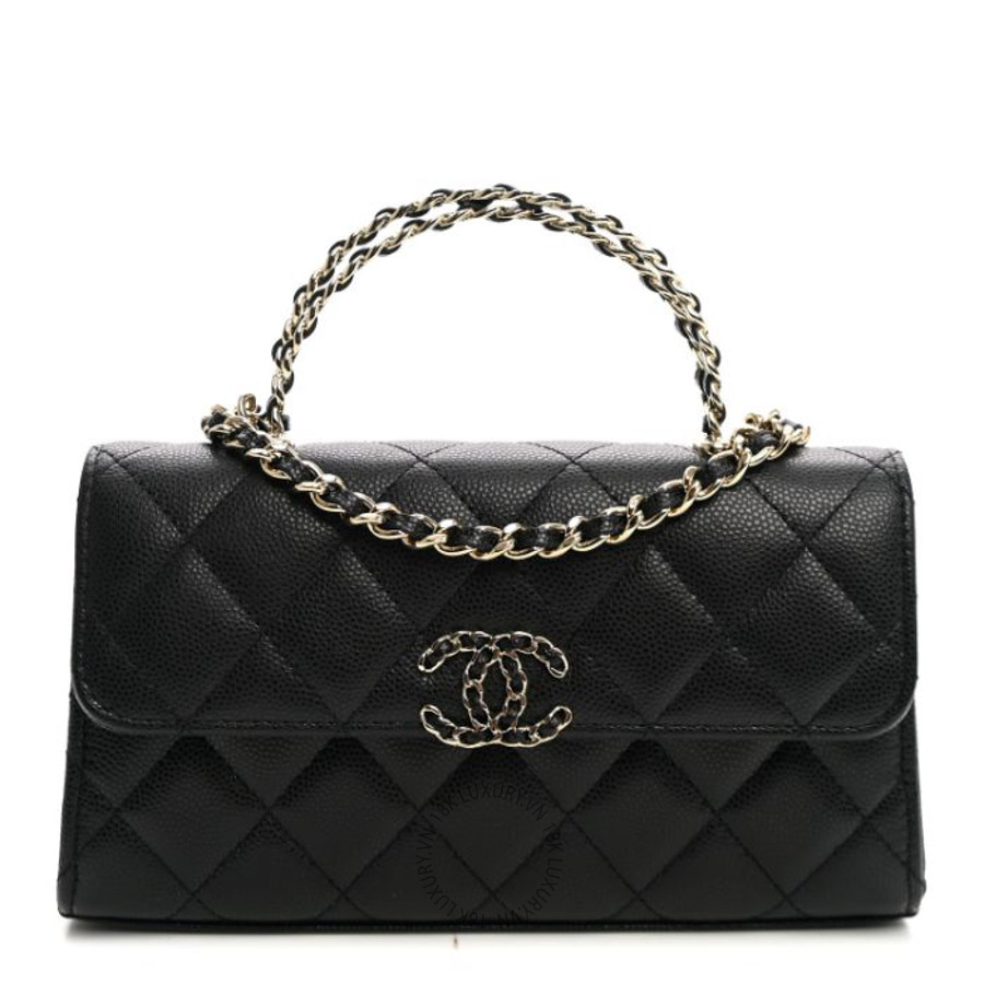 Túi Xách Đeo Chéo Mini Chanel Caviar Quilted Chain Match Top Handle Phone Holder With Chain Black CVB019