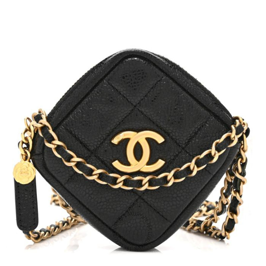 Túi Xách Đeo Chéo Mini Chanel Caviar Quilted Diamond Coin Purse With Chain Black CVB1149