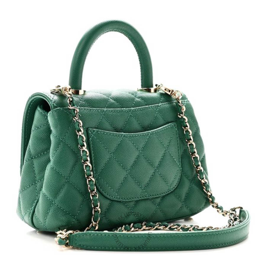 Túi Xách Đeo Chéo Mini Chanel Caviar Quilted Extra Mini Coco Handle Flap Green CVB582