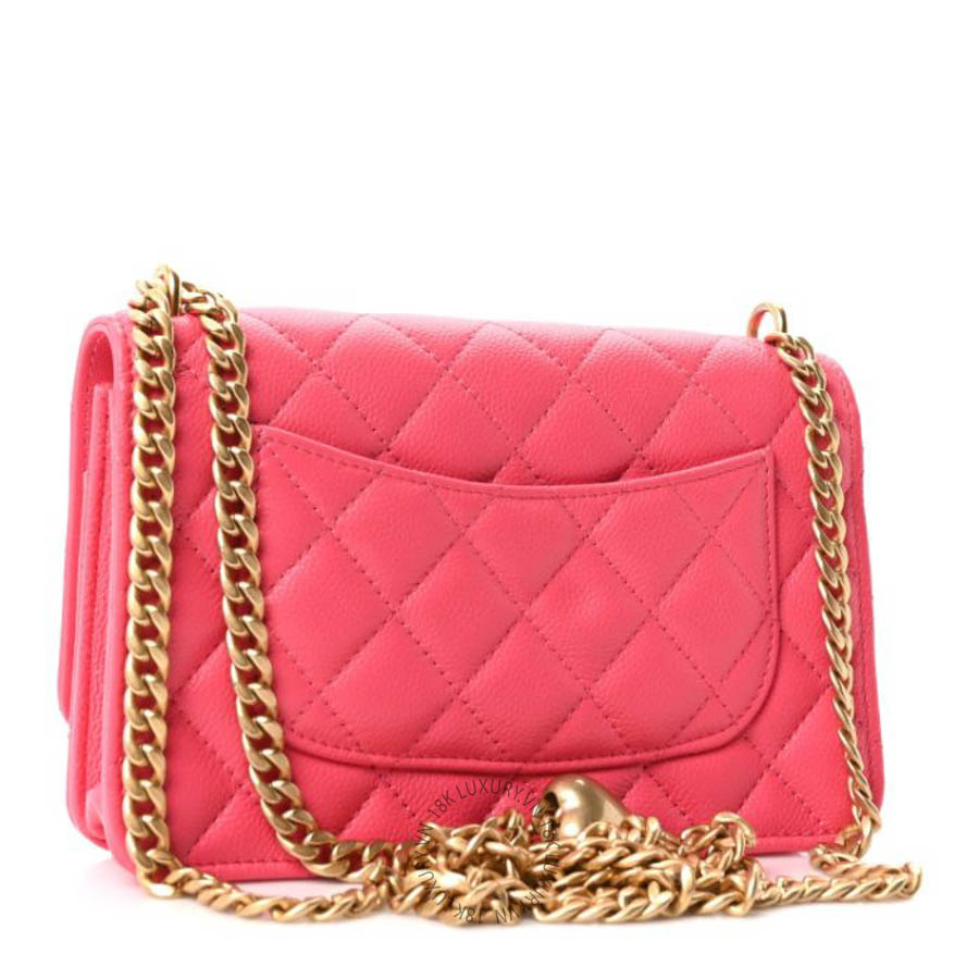 Túi Xách Đeo Chéo Mini Chanel Caviar Quilted Sweetheart Wallet On Chain WOC Fuchsia CVB1143