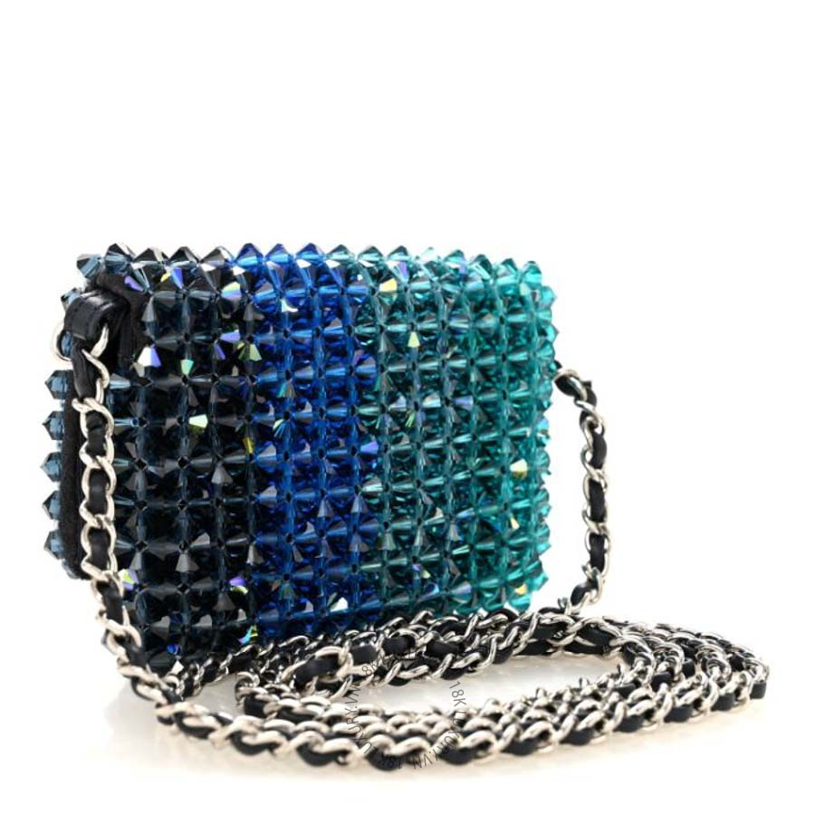 Túi Xách Đeo Chéo Mini Chanel Crystal Mini Flap Blue Green CVB1053