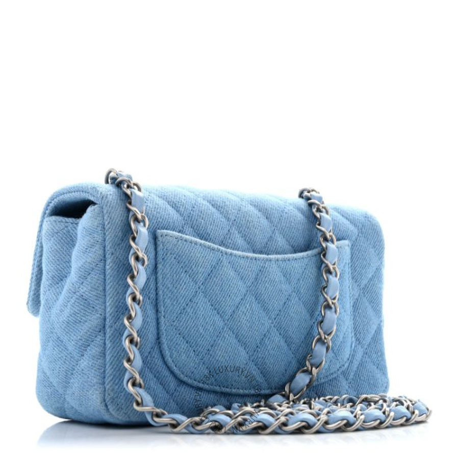 Túi Xách Đeo Chéo Mini Chanel Denim Quilted Mini Rectangular Flap Blue CVB636