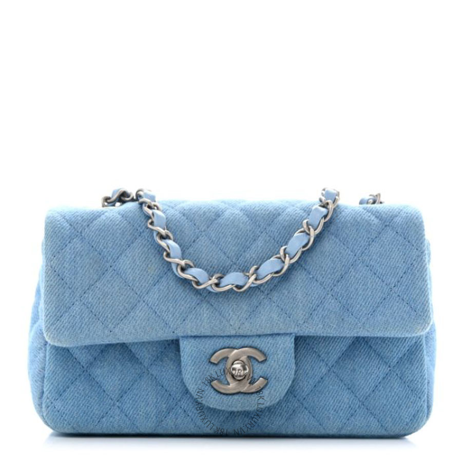 Túi Xách Đeo Chéo Mini Chanel Denim Quilted Mini Rectangular Flap Blue CVB636