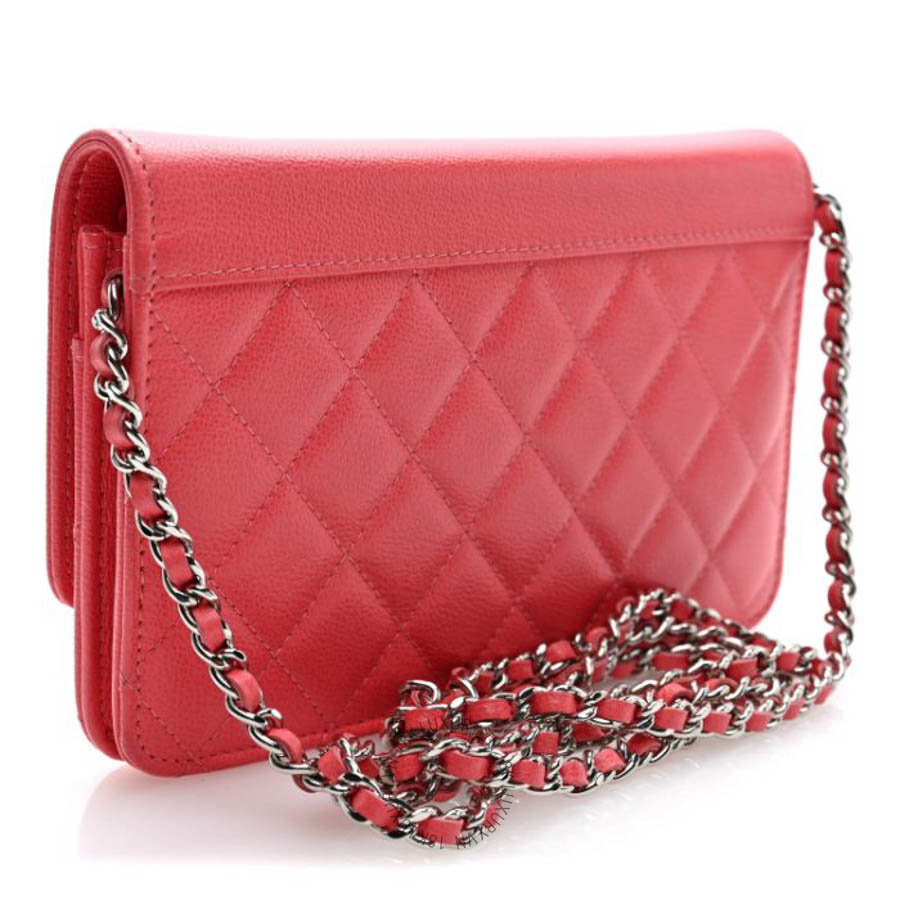 Túi Xách Đeo Chéo Mini Chanel Grained Calfskin Quilted CC Box Wallet On Chain WOC Pink CVB1037