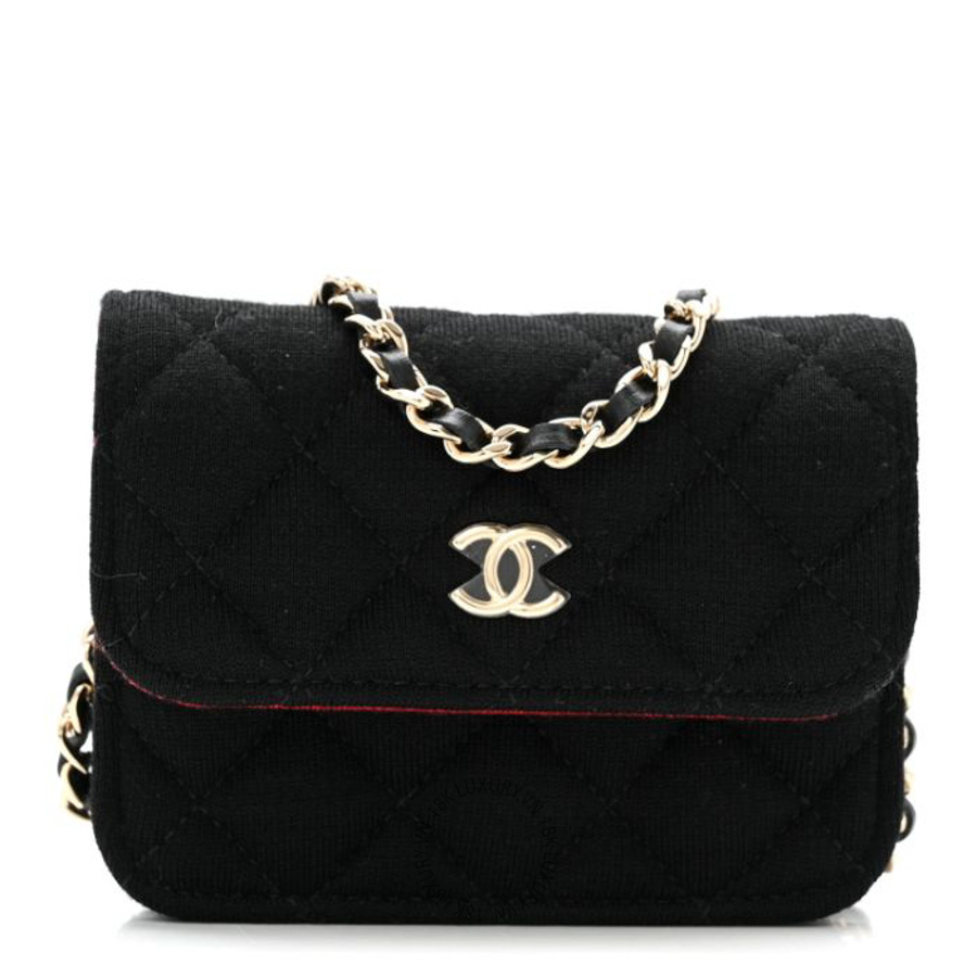Túi Xách Đeo Chéo Mini Chanel Jersey Quilted Micro Mini Flap Black CVB731