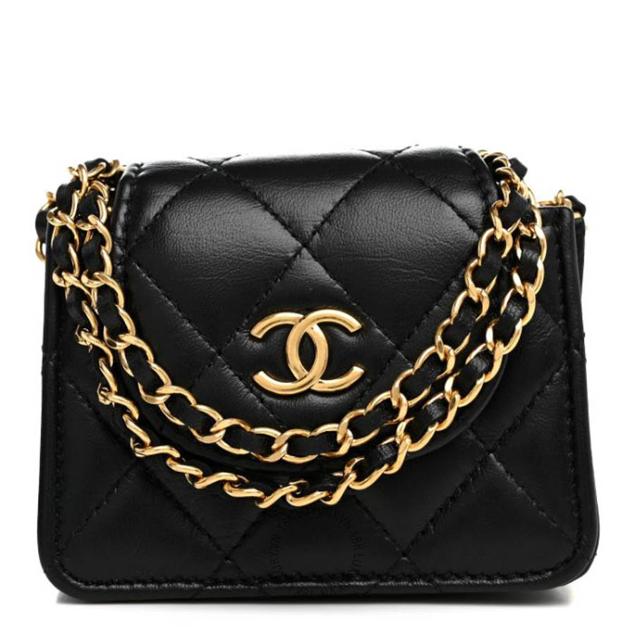 Túi Xách Đeo Chéo Mini Chanel Lambskin Quilted Mini Accordion Clutch With Chain Black CVB776