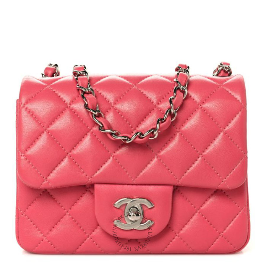 Túi Xách Đeo Chéo Mini Chanel Lambskin Quilted Mini Square Flap Pink CVB648