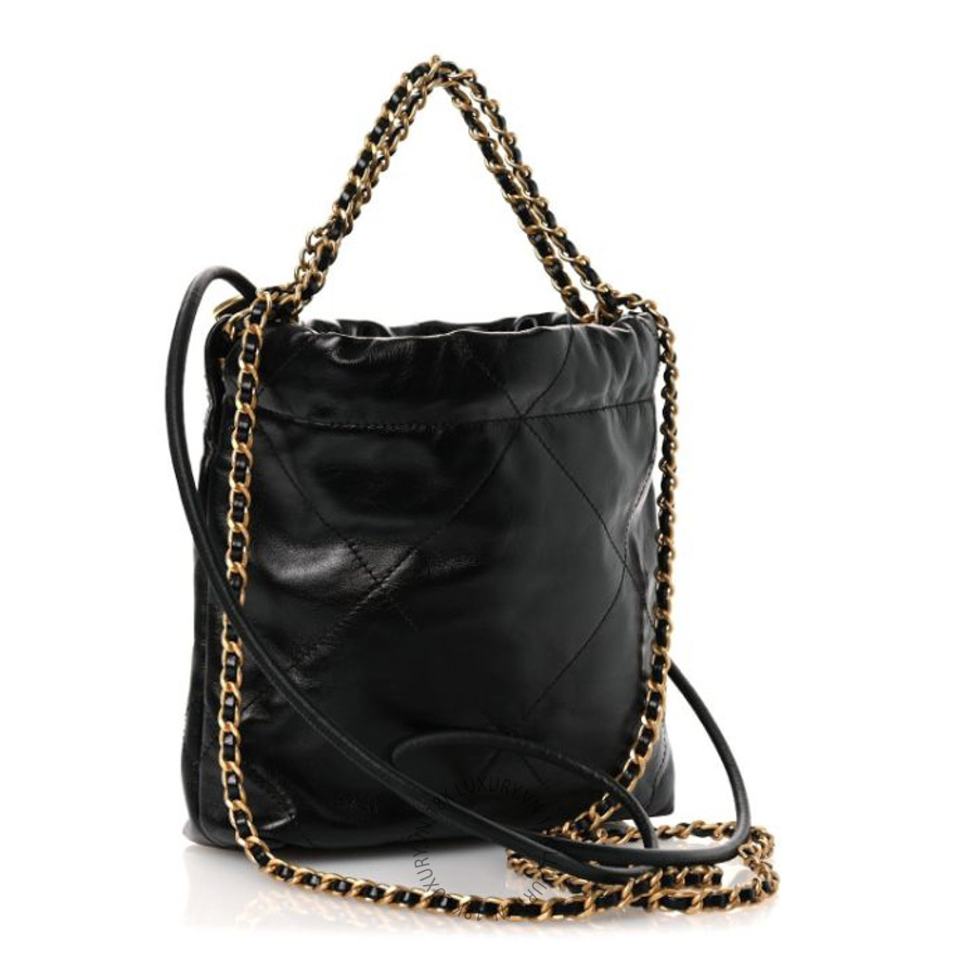 Túi Xách Đeo Chéo Mini Chanel Shiny Calfskin Quilted Mini Chanel 22 Black CVB730