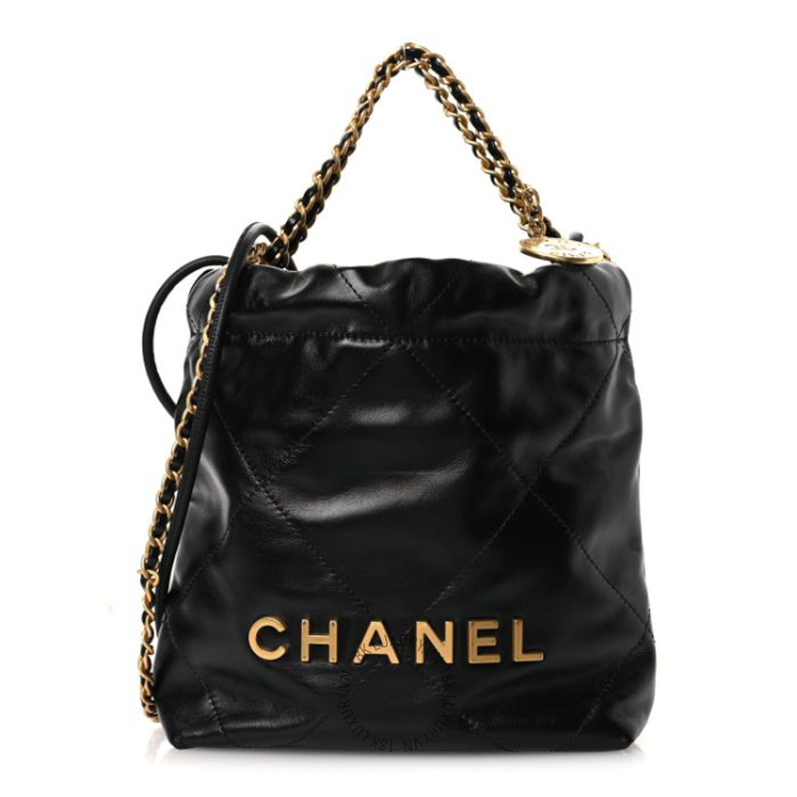 Túi Xách Đeo Chéo Mini Chanel Shiny Calfskin Quilted Mini Chanel 22 Black CVB730