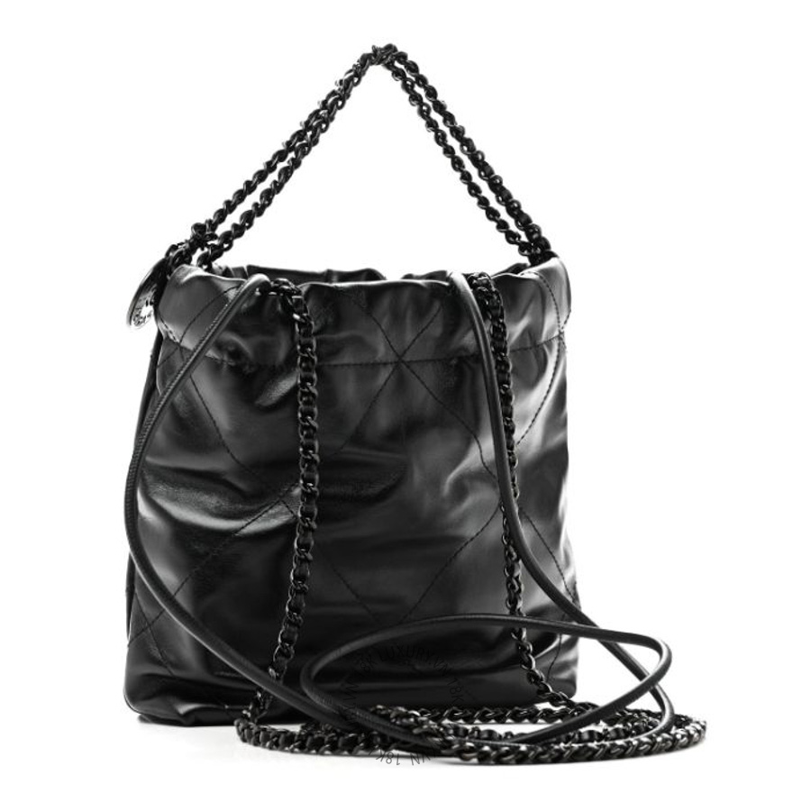 Túi Xách Đeo Chéo Mini Chanel Shiny Calfskin Quilted Mini Chanel 22 So Black CVB738