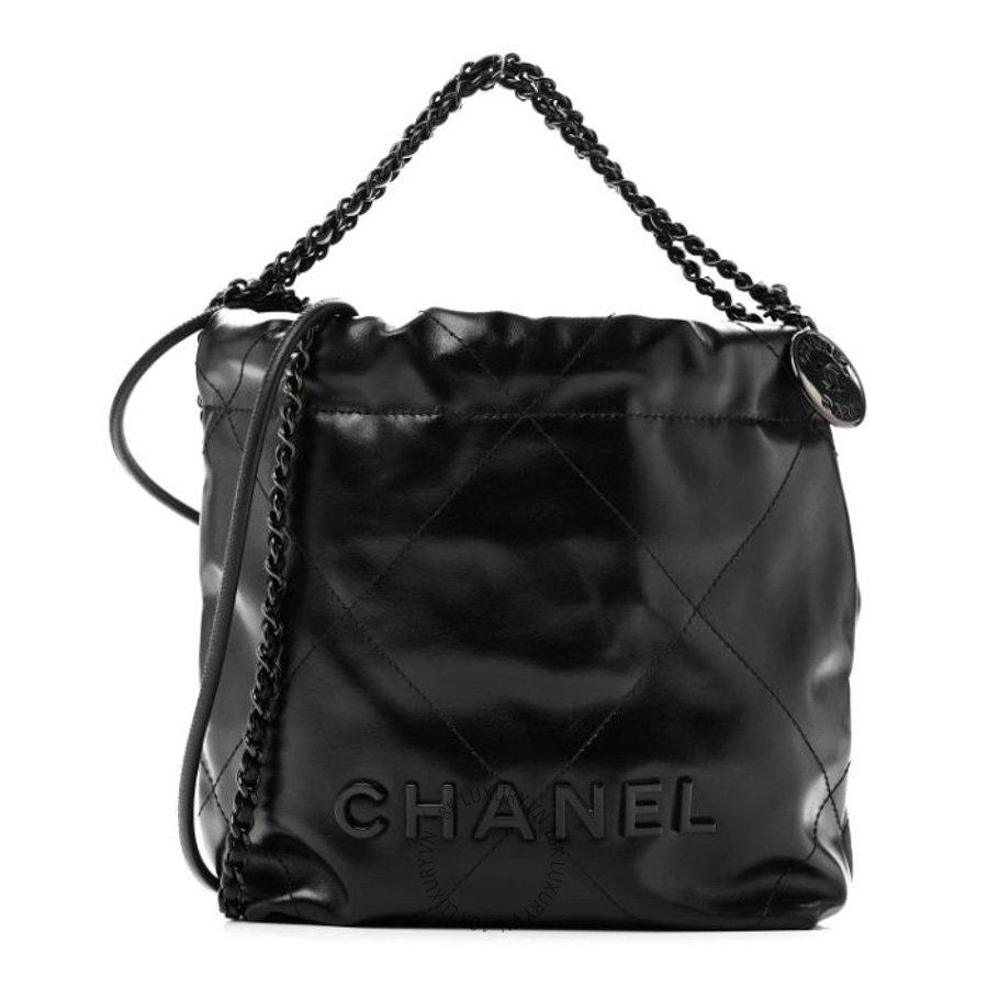 Túi Xách Đeo Chéo Mini Chanel Shiny Calfskin Quilted Mini Chanel 22 So Black CVB738