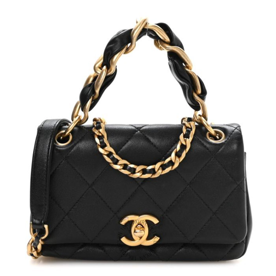 Túi Xách Đeo Chéo Mini Chanel Shiny Lambskin Small Chain Is More Flap Black CVB711