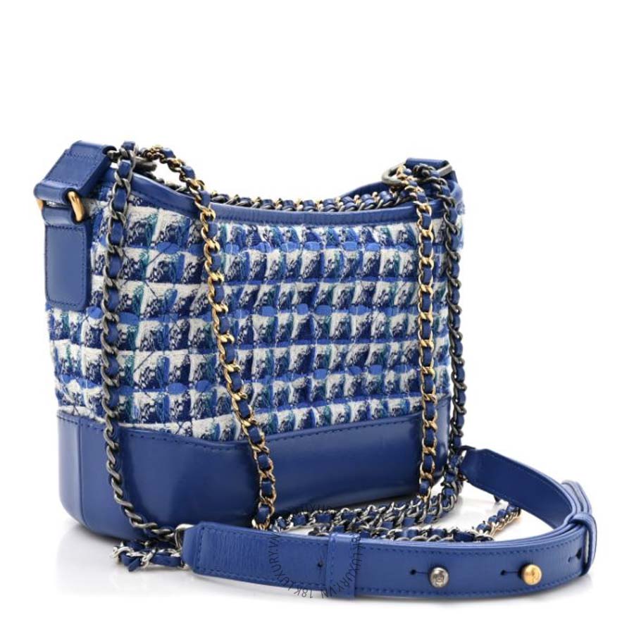 Túi Xách Đeo Chéo Mini Chanel Tweed Calfskin Small Gabrielle Hobo Royal Blue CVB645