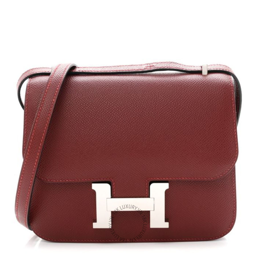 Túi xách đeo chéo mini Hermes Epsom Constance 18 Rouge H HMT323