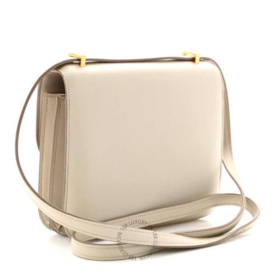 Túi xách đeo chéo mini Hermes Evercolor Constance 18 Gris Perle Ivory HMT132