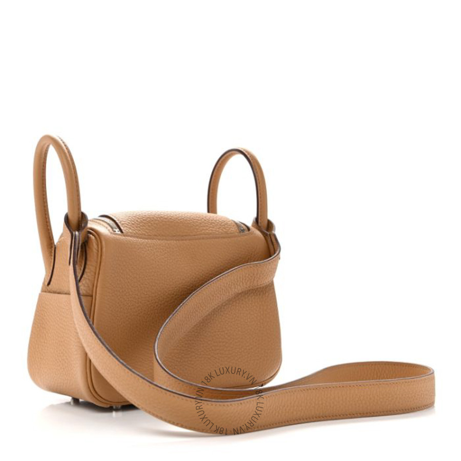 Túi xách đeo chéo mini Hermes Taurillon Clemence Mini Lindy 20 Biscuit HMT355