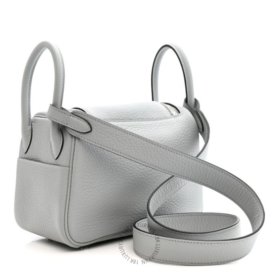 Túi xách đeo chéo mini Hermes Taurillon Clemence Mini Lindy 20 Bleu Pale HMT150