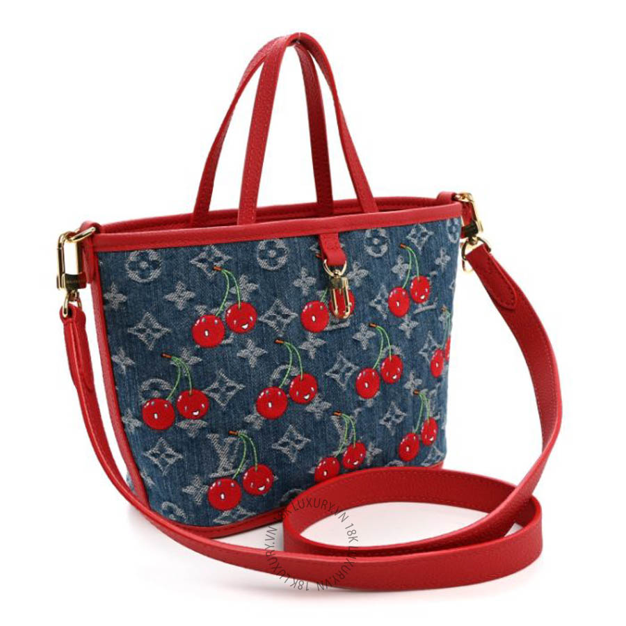 Túi Xách Đeo Chéo Mini Louis Vuitton LV X TM Monogram Denim Cerises Neverfull Inside Out BB QWE1272