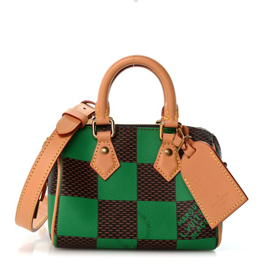 Túi Xách Đeo Chéo Mini LV Damier Pop Speedy Bandouliere 18 Green QWE1241