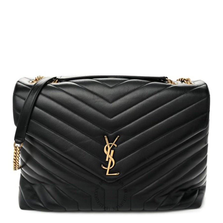 Túi Xách Đeo Chéo Yves Saint Laurent Calfskin Y Quilted Monogram Large Loulou Chain Satchel Black ZZN551