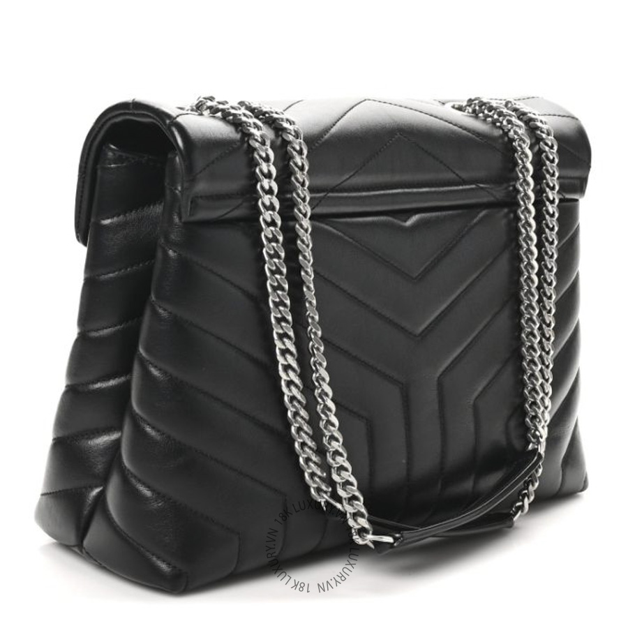Túi Xách Đeo Chéo Yves Saint Laurent Calfskin Y Quilted Monogram Medium Loulou Chain Satchel Black ZZN915