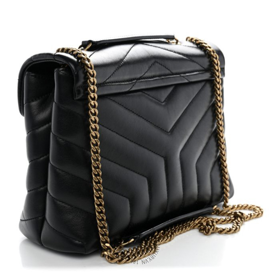 Túi Xách Đeo Chéo Yves Saint Laurent Calfskin Y Quilted Monogram Small Loulou Chain Satchel Black ZZN031