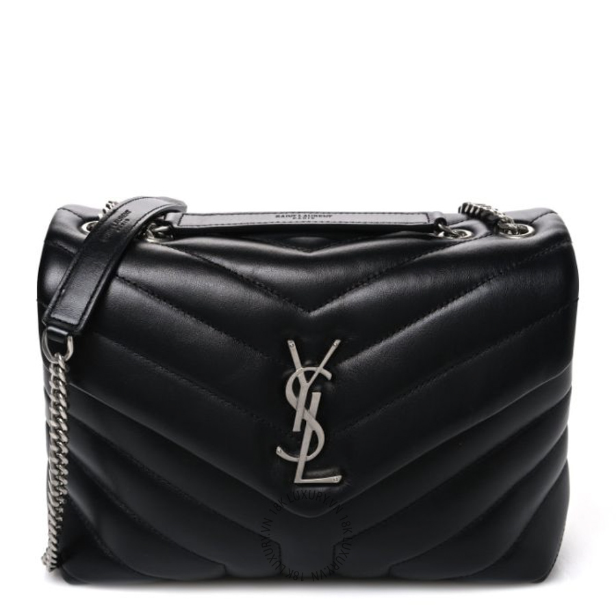 Túi Xách Đeo Chéo Yves Saint Laurent Calfskin Y Quilted Monogram Small Loulou Chain Satchel Black ZZN045