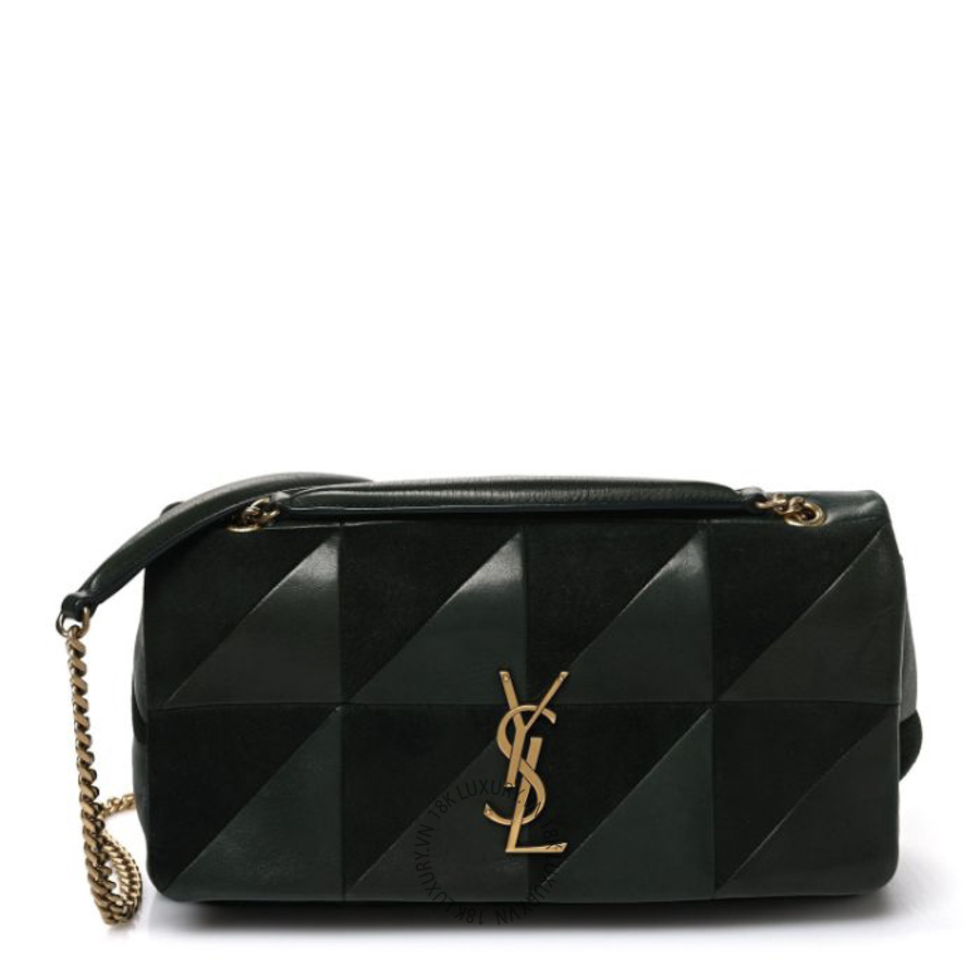 Túi Xách Đeo Chéo Yves Saint Laurent Lambskin Suede Patchwork Monogram Medium Jamie Vert Fonce ZZN120
