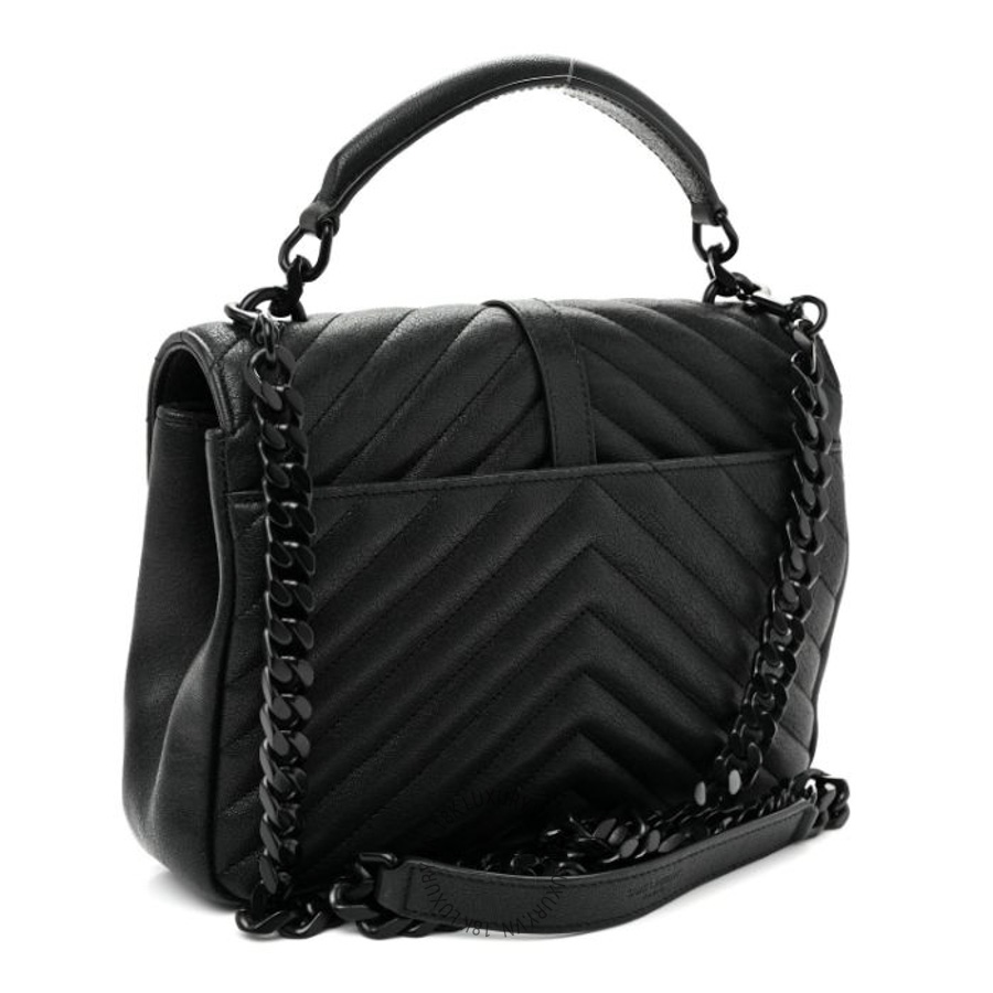 Túi Xách Đeo Chéo Yves Saint Laurent Sheepskin Matelasse Chevron Monogram Monochrome Medium College Bag Black ZZN901