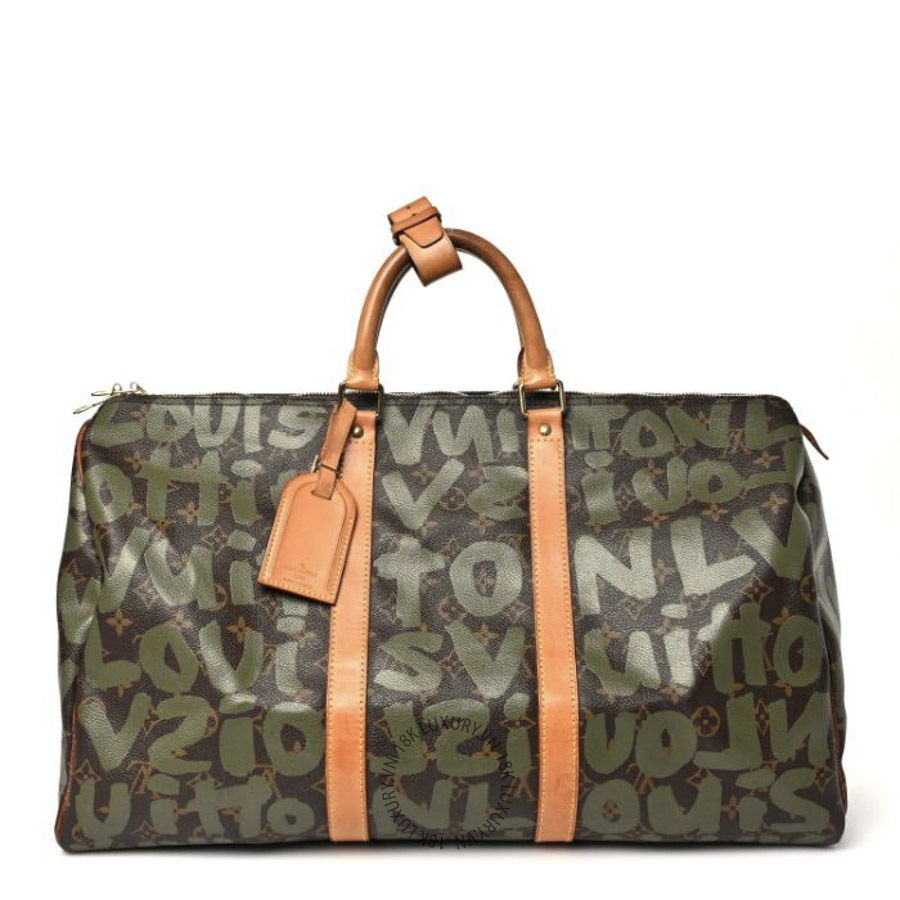 Túi Xách Du Lịch Louis Vuitton Graffiti Keepall 50 Kaki MNGR674