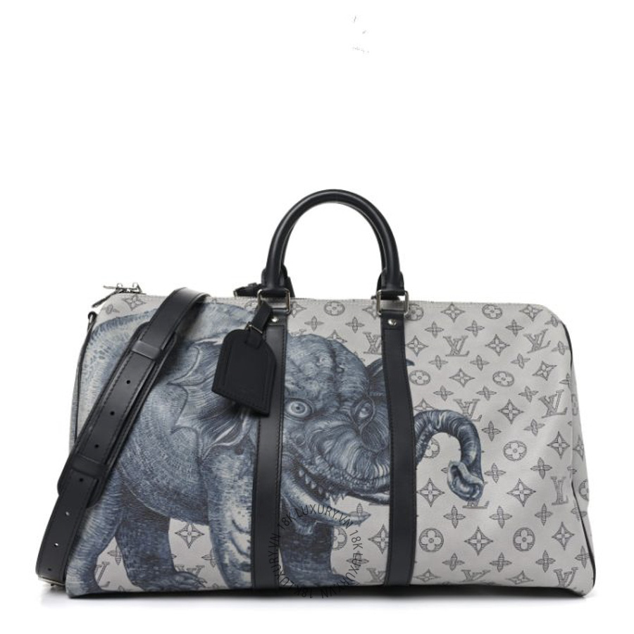 Túi Xách Du Lịch Louis Vuitton Savane Monogram Elephant Chapman Keepall Bandouliere 45 Dune MNGR814
