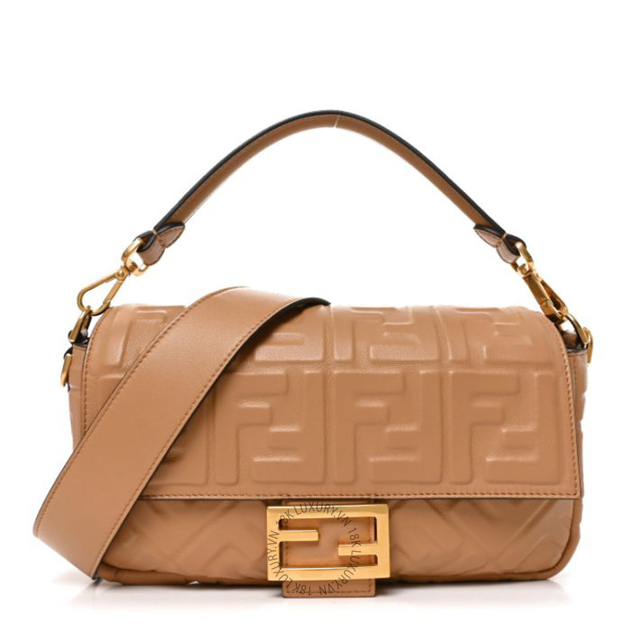 Túi xách Fendi Nappa FF 1974 Embossed Baguette Miele Scuro TFD012