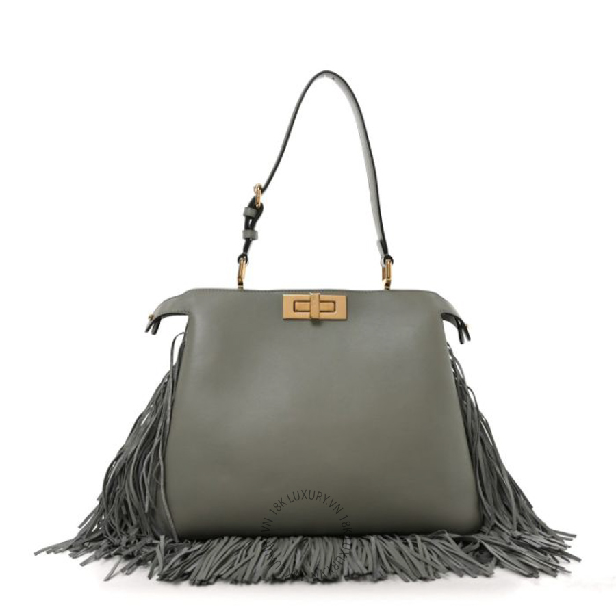 Túi xách Fendi Vitello Fringe Medium Soft Peekaboo Matcha Latte TFD328