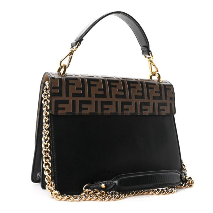 Túi xách Fendi Vitello Liberty Bi-Color FF 1974 Embossed Chain Strap Kan U Shoulder Bag Black Maya TFD397