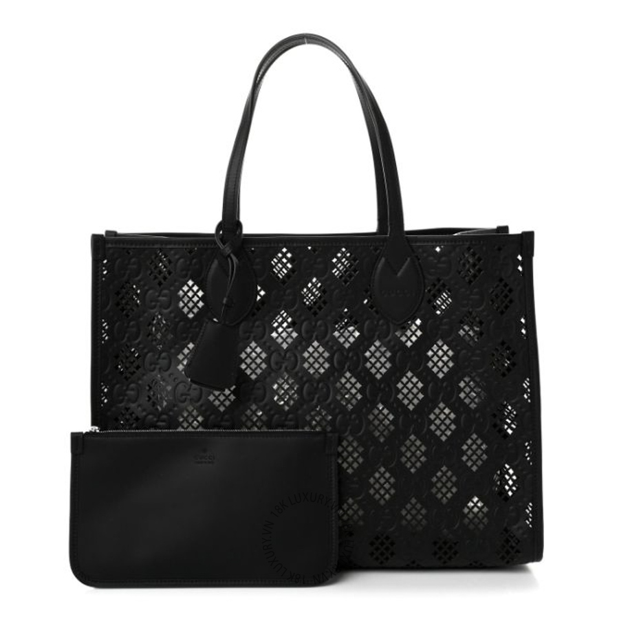 Túi Xách Gucci Calfskin GG Monogram Diamond Cut Medium Ophidia Tote Bag Black GDCB393