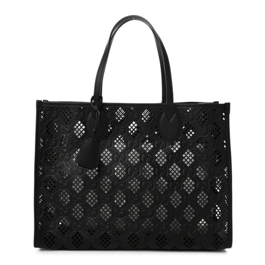 Túi Xách Gucci Calfskin GG Monogram Diamond Cut Medium Ophidia Tote Bag Black GDCB393