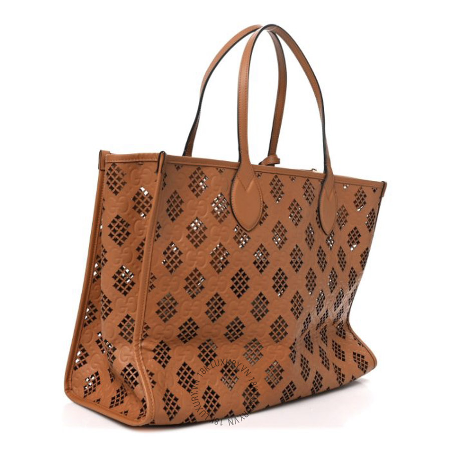 Túi Xách Gucci Calfskin GG Monogram Diamond Cut Medium Ophidia Tote Bag Brown GDCB006 18 Túi Xách Gucci Calfskin GG Monogram Diamond Cut Medium Ophidia Tote Bag Brown GDCB006