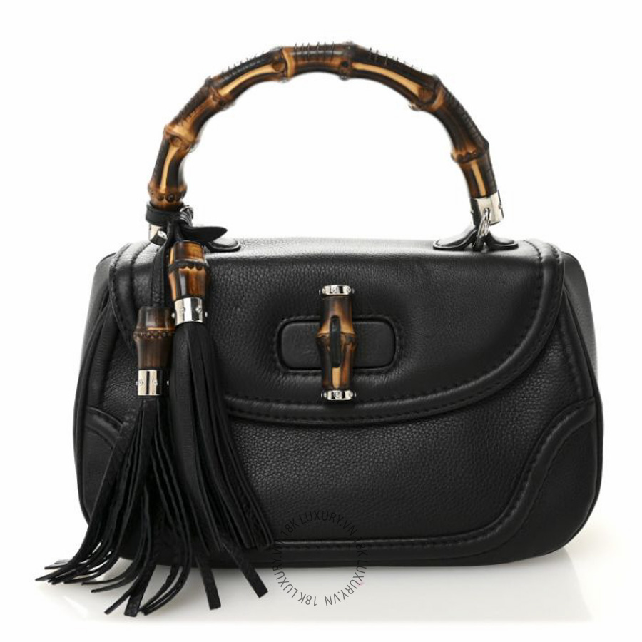 Túi xách Gucci Calfskin Medium New Bamboo Top Handle Bag Black NFPG573