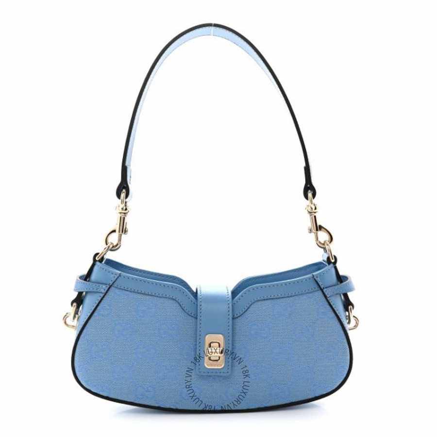 Túi xách Gucci Calfskin Monogram Mini Moon Side Shoulder Bag Blue Blue Blue NFPG468