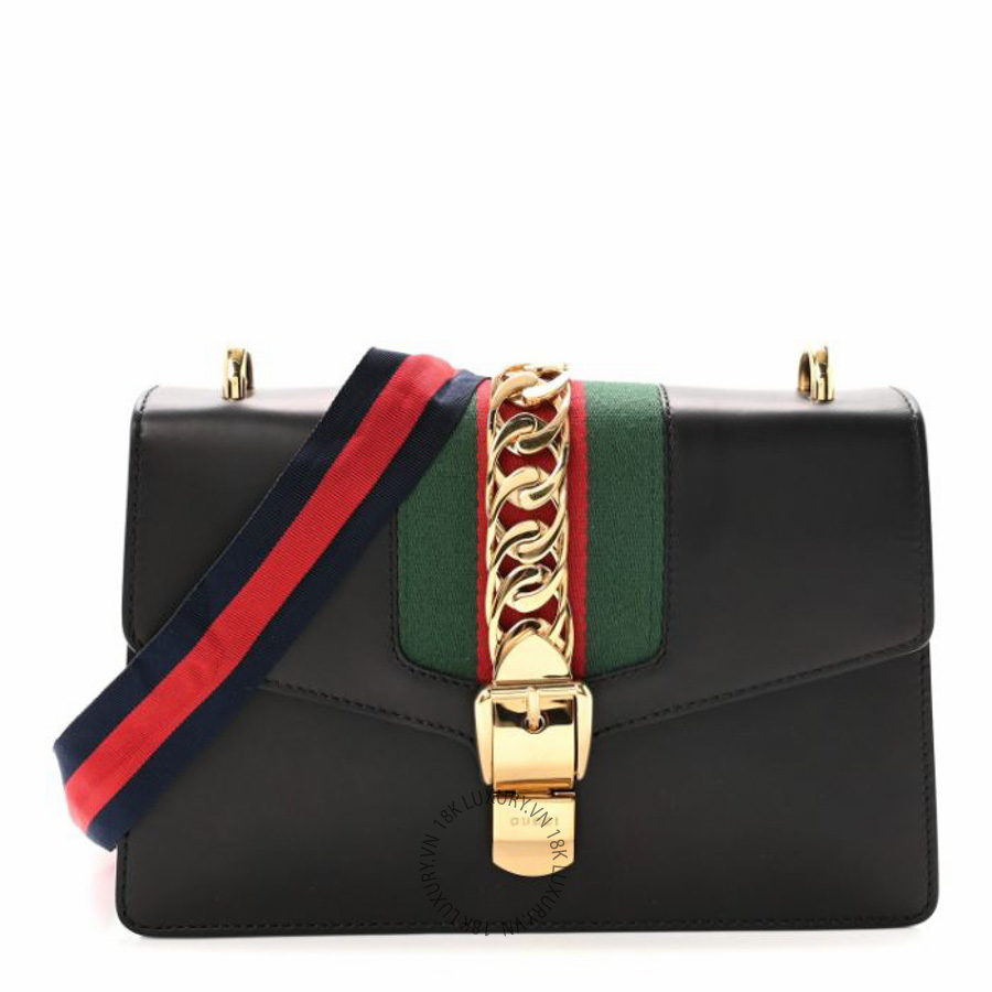Túi xách Gucci Calfskin Small Sylvie Shoulder Bag Black NFPG582