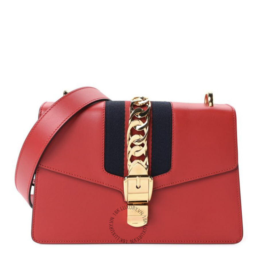 Túi Xách Gucci Calfskin Small Sylvie Shoulder Bag Hibiscus Red GDCB266