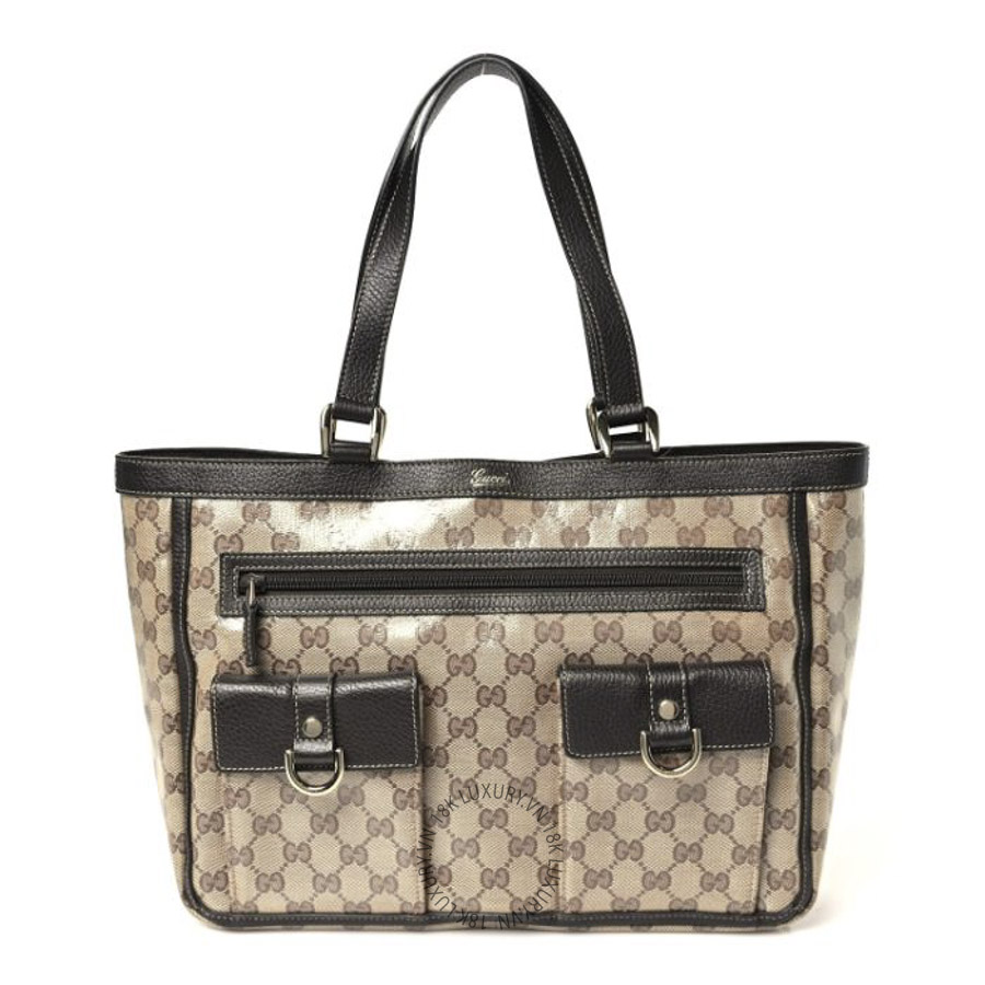 Túi Xách Gucci Crystal Monogram Abbey D Ring Tote Dark Brown GDCB545