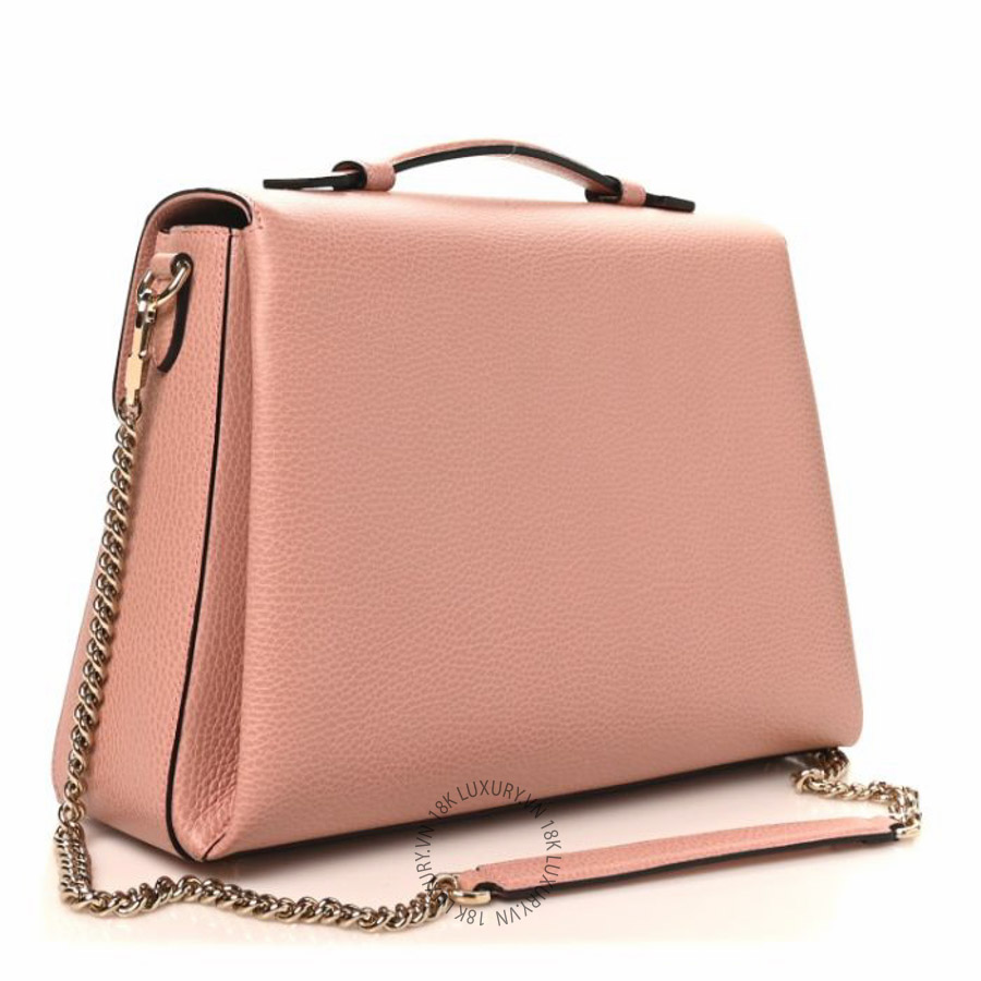 Túi xách Gucci Dollar Calfskin Medium Interlocking G Top Handle Shoulder Bag Soft Pink NFPG488