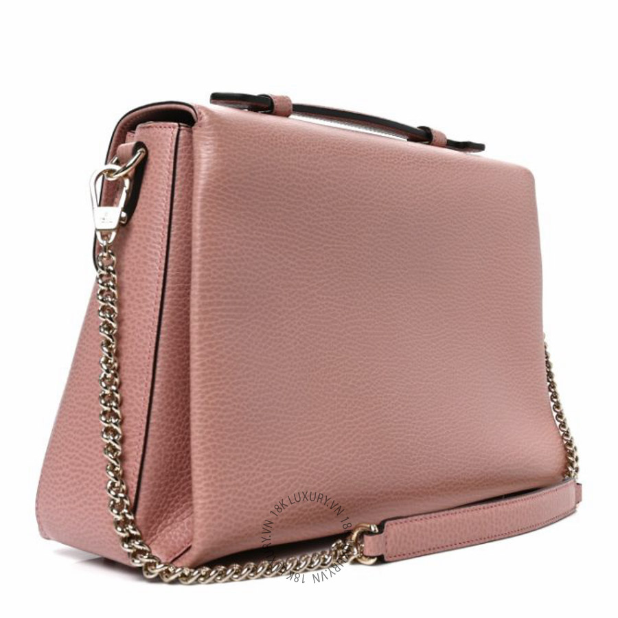 Túi xách Gucci Dollar Calfskin Medium Interlocking G Top Handle Shoulder Bag Soft Pink NFPG562
