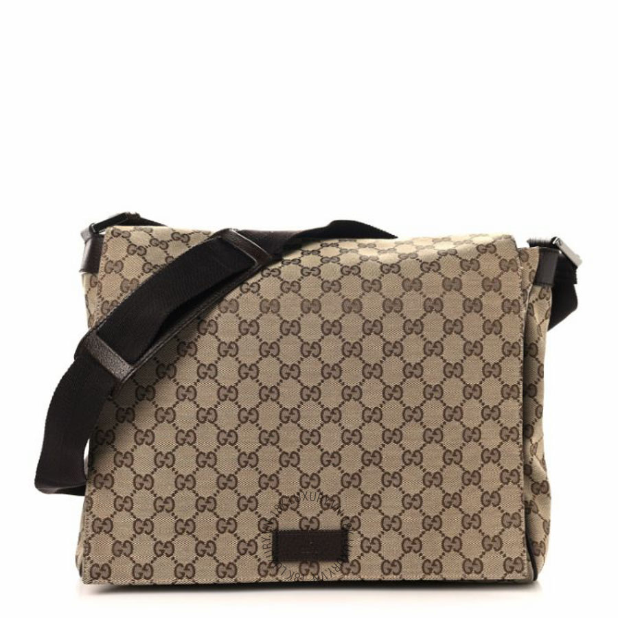 Túi xách Gucci GG Monogram Medium Flap Messenger Bag Beige Dark Brown NFPG405
